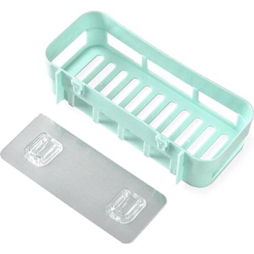 Self-Adhesive Bathroom Plastic Basket Punch Free Wall Mounted Kitchen Drain Box Floating Shelf Shower Caddy Toilet Hanging