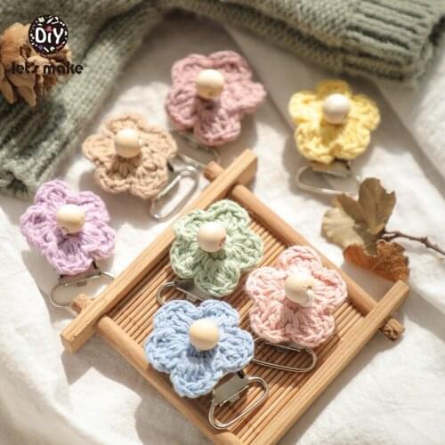 Lets Make 20pc Crochet Flower Clips DIY Handmade Accessories Star Heart Shape Cartoon Hairy Pacifier Clip For Nipple Holder