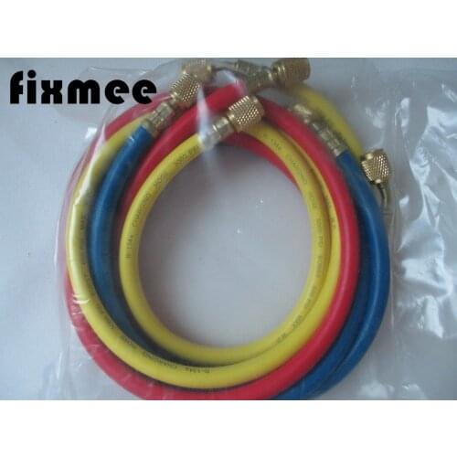 Refrigeration Charging Hoses 1/4" SAE Female Manifold Gauge Set For r R134a R410a R22 R12 R502 Air Conditioner tools 3pcs 1m