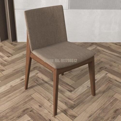 Nordic solid wood dining chair home modern minimalist leather soft bag makeup stool nail salon chair backrest fabric restaurant