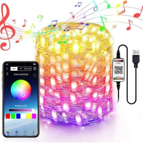 USB LED String Light App Control Copper Wire String Lamp IP65 Waterproof For Christmas Tree Decoration Bluetooth-compatible