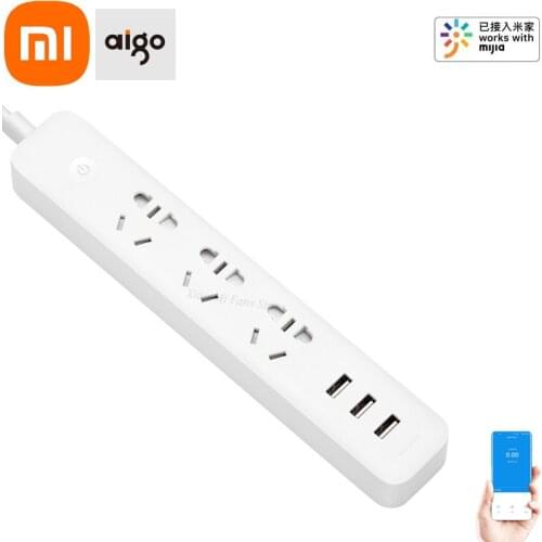 2021 Xiaomi Aigo Smart Power Strip Voice Control Mijia APP Remote Control Timing Switch With 3 Outlets &3 USB Charger