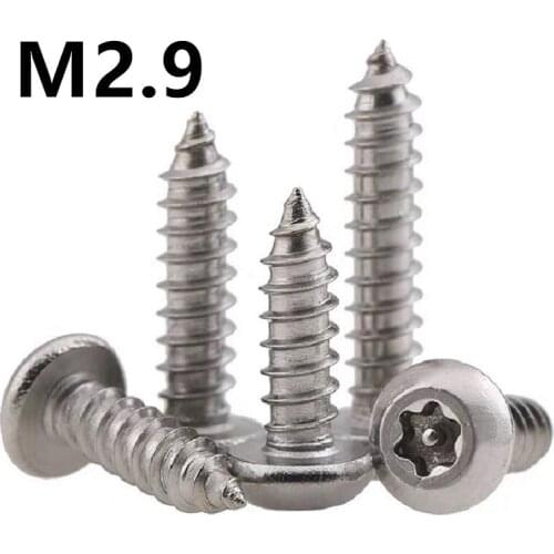 50PCS M2.9x9.5/13/16/19/25mm GB2670.1 stainless steel Pan head Round heads Plum blossom Anti-theft with post Self-tapping screws