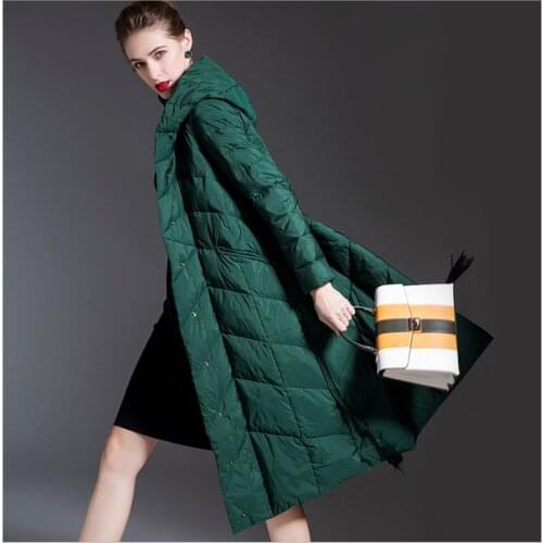Winter green 90% White Duck Down Jacket Outwear Thicken Long Coat For Female Waterproof Parka Mujer Doudoune Femme Down Jackets