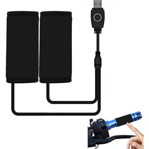 1 Pair Motorcycle Heated Grips USB Electric Hot Bicycle Motorbike USB Heated Grips Handle Handlebar Warmer Removable Grips