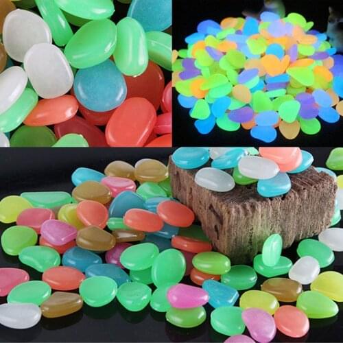 10pcs Glow Pebbles Stones Home Fish Tank Garden Decoration Luminous Glowing In The Dark Accessories