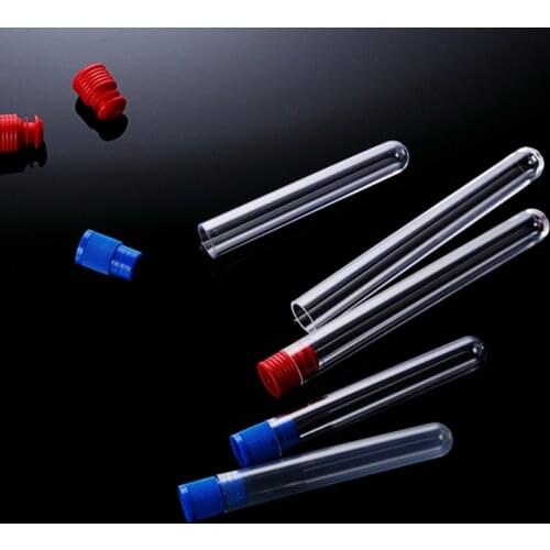 100 Pieces 16*100mm PS Plastic Test Tube With Cap