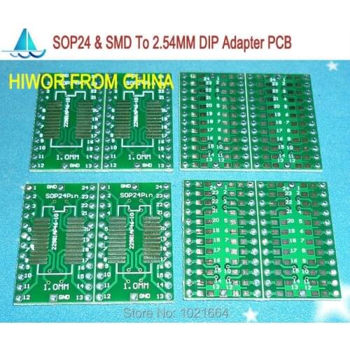 20pcs/lot 1.0MM Pitch SOP24 Pin & SMD To 2.54MM DIP24 Pin SMD Adapter To DIP PCB Pinboard SMD Converter