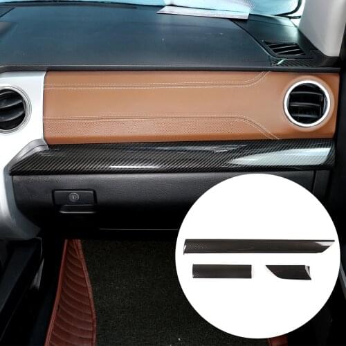 3 PCS Car Interior Dashboard Decorate Panel Strip Console Trim Cover For Toyota Tundra 2014-2021 ABS Sport Red Or Carbon Fiber