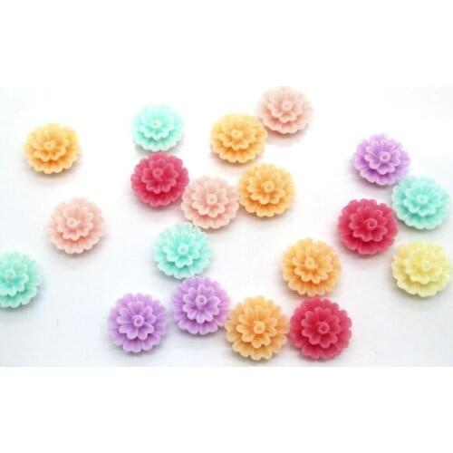 50Pcs 13mm Mixed Resin Flower Decoration Crafts Kawaii Bead Flatback Cabochon Fridge Magnet Scrapbook DIY Accessories Buttons
