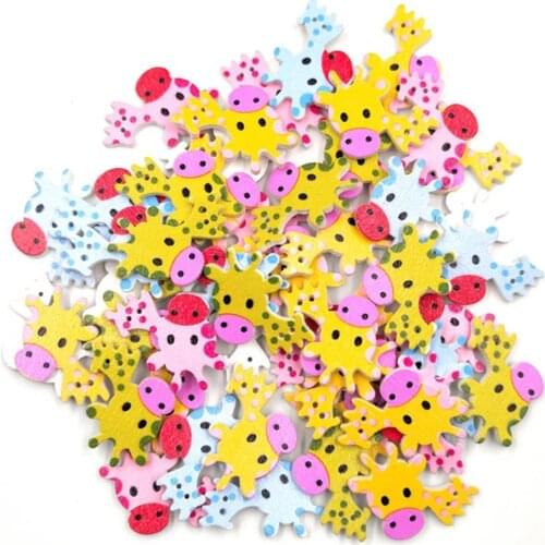 50Pcs Lovely Giraffe Wooden Buttons Sewing Scrapbooking Handicraft DIY Decor