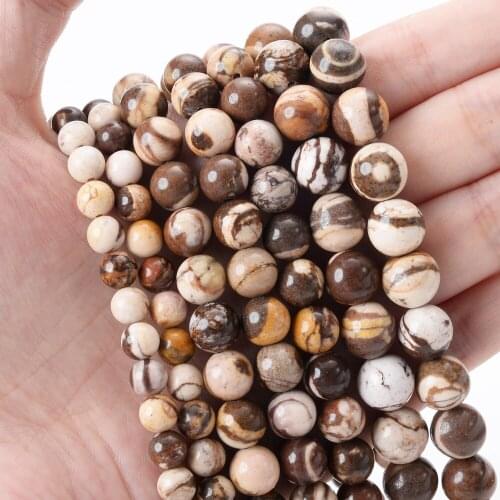 Natural Australia Zebra Stone Beads Round Loose Spacer Bead for Jewelry Making DIY Charm Bracelet Accessories 4/6/8/10/12mm