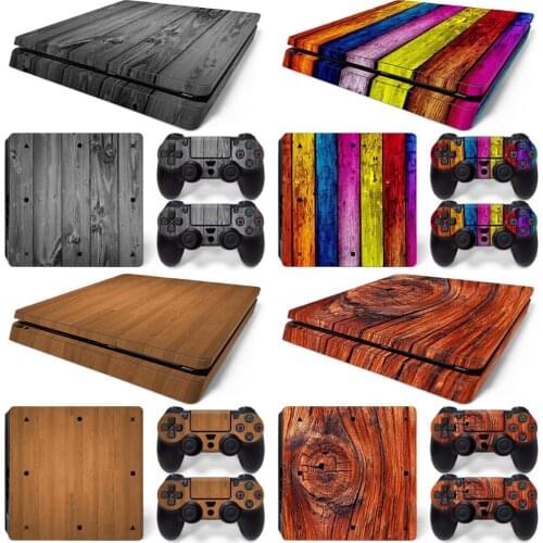 Wood designFor PS4 slim Console and Controllers stickers For ps4 slim skin sticker for ps4 slim vinyl sticker