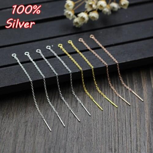 S925 Sterling Silver Long Tassel Chain Drop Sticker Dangle Drop Earrings Ear Line Chain for DIY Jewelry Making Accessories