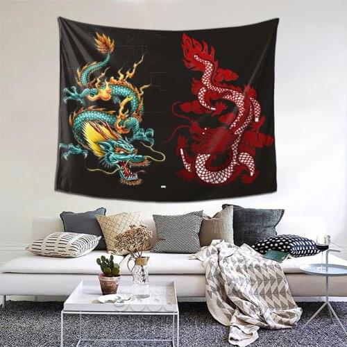 Dragon Tattoo Tapestry Ancient Civilization Tapestry Wall Bedspread Bohemian Hanging Blankets For Living Room