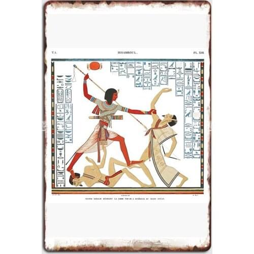 Egypt Illustration Decorated On South Wall In Interior Of The Great Speos Metal Sign Pub Garage Tin Sign Poster