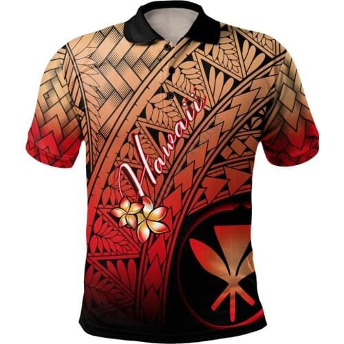 Hawaii Polynesian Polo Shirt Plumeria Tattoo Tribal 3D Printed Polo Shirt Men Women Short Sleeve Summer T-shirt