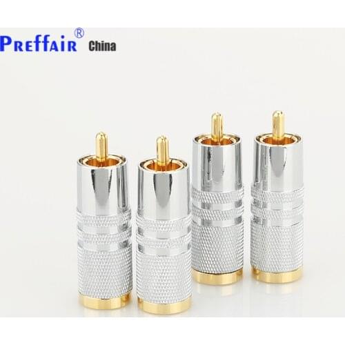HI-End Gold Plated RCA Audio Plug Audio Video Adapter Cable Connector 4pcs RCA Male Plug Adapter, RCA Repair Ends,Phono Plug