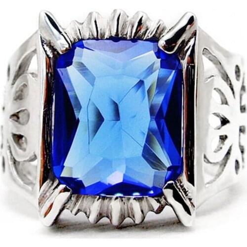 Anime Black Butler Kuroshitsuji Sebastian Michaelis Ciel 925 Sterling Ring Blue Crystal Ring Cosplay Prop Halloween Cartoon