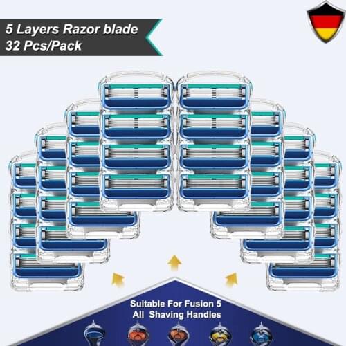 5 Layer Safety Razor Blades Replaceable Heads Fit Gillette Fusion 5 Proglide Proshield Straight Shaving Blades Shaver Refills