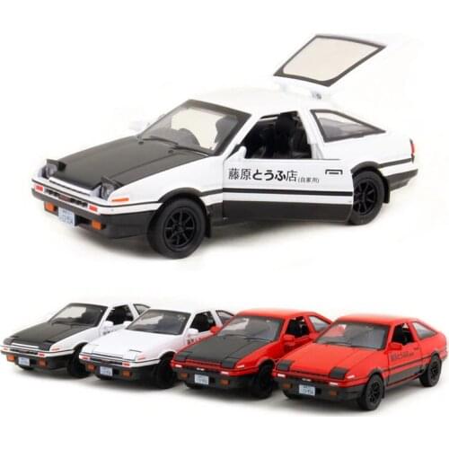 1:28 Scale Initial D Toyota AE86 Toy Car Diecast Model Pull Back Sound & Light Doors Openable Educational Collection Gift Kid