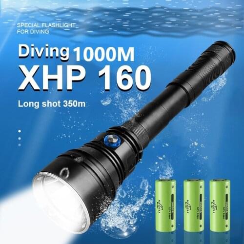 Powerful Professional Diving Led Flashlight XHP160 Rechargeable Underwater Lamp XHP90.2 IPX8 Waterproof Scuba Diving Torch Light