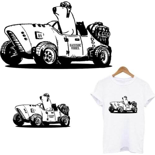 Cartoon Animal Anime Car Iron On Patches For Clothing Stickers DIY Kids T-shirt Baby Patches On Clothes Applique Stripes Patch