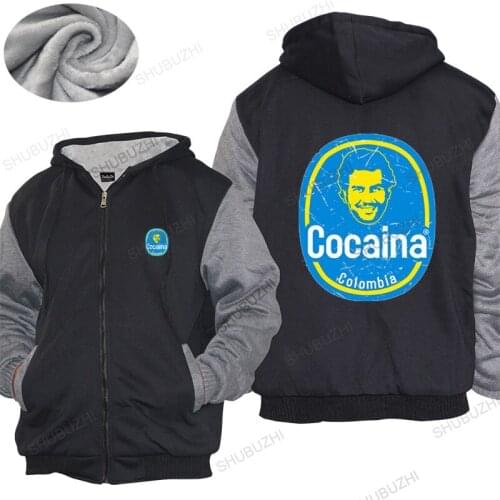 Mens brand warm coat male gift tops Pablo Escobar Plata O Plomo Colombia Kartel COCAINA thick hoody top gift Male thick hoody