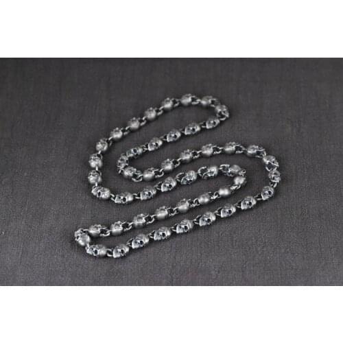 Real Solid 925 Sterling Silver oxidized skull link Necklace Chain mens punk jewelry A5803