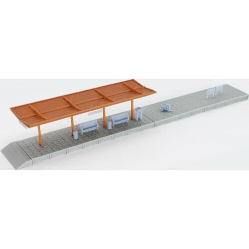 Outland Models Train Station Passenger Platform with Accessories (Half-Covered) 1:160 N Scale Railway Scenery