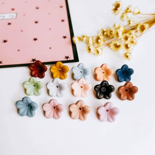 Resin Plastic Flower Beads Earring Components Eardrop Simple Style for Women DIY Jewelry Accessories Handmade Materials 40pcs
