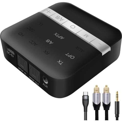 Bluetooth 5.0 Receiver Transmitter APP Control 3.5MM AUX SPDIF Wireless Audio Receptor For TV Speaker With APP Remote Control