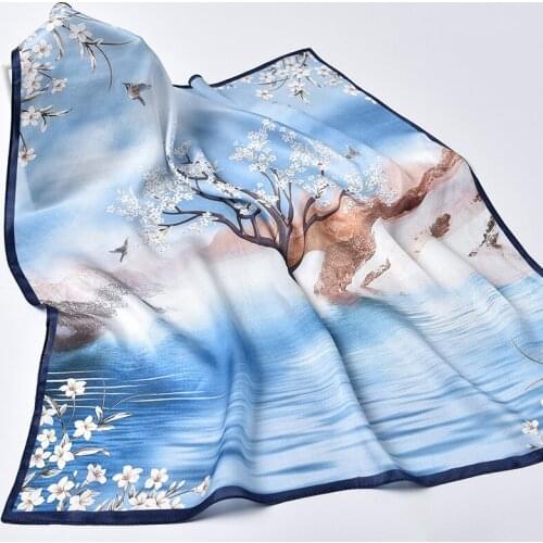 Hangzhou Silk Square Neckerchief Scarf 65*65cm Silk Kerchief Wraps for Ladies Printed Bandana 100% Real Silk Square Neck Scarves