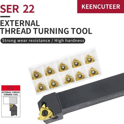 1pc SER2020K22 SER2020M22 SER External Thread Turning Tools Lathe Cutter 22ER Carbide inserts CNC Holder Set