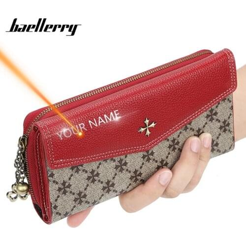 Women Wallets Name Engraving Fashion Long High capacity Quality Card Holder Classic Female Purse Zipper Brand Wallet For Women