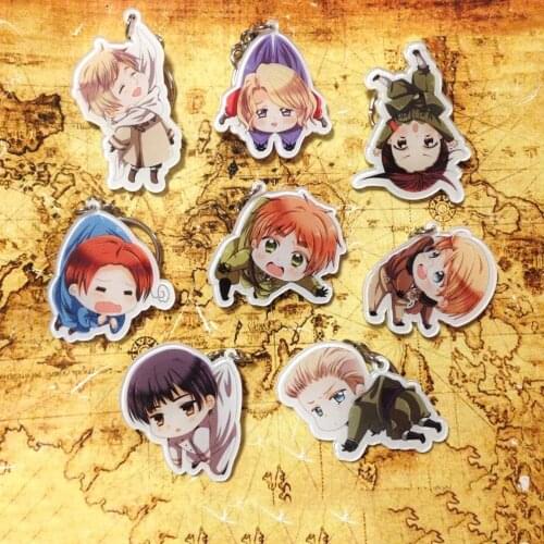 1pcs Cute Axis Power Hetalia Hanging Characters Keychain llavero Pendant Portachiavi Gift Collection Fan Keyrings