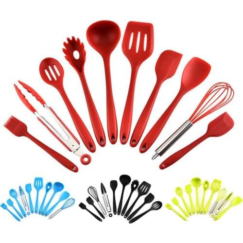 10pcs/set Silicone Kitchenware Cooking Utensils Brush Spatula Egg Whisk Food Tongs Scoop Colander Shovel Kitchen Cooking Tools