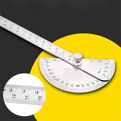 10cm 14.5cm 15cm 180 Degree Adjustable Protractor multifunction stainless steel roundhead angle ruler mathematics measuring tool