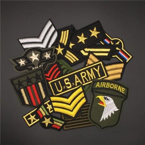 16pcs /lot Army Military Patches For Clothes Embroidered Tactical Iron On Badges parches militares for Jeans jacket