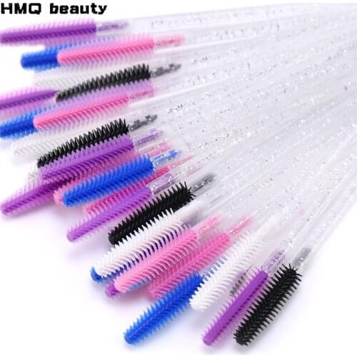 20pcs Crystal Silicone Makeup Brush Eye Brush Diamond Handle Mascara Wands Eyelash Brush Eyelash Extension tools