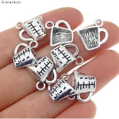 50pcs Cute measuring cup Charms silver color Zinc Alloy Necklace Pendant Jewelry Bracelet Earring Making Findings DIY