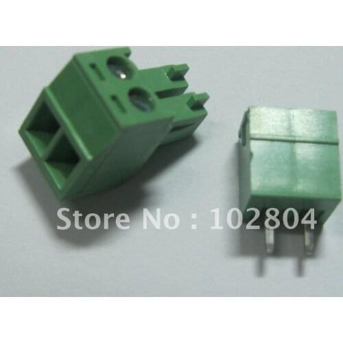 60 pcs 2pin/way Pitch 3.81mm Screw Terminal Block Connector Green Color T Type with pin