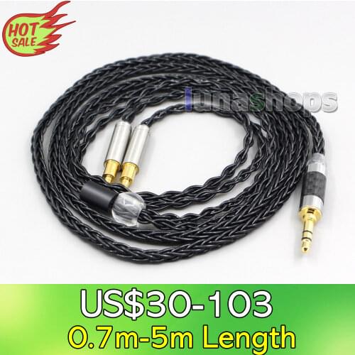 LN006598 2.5mm 4.4mm XLR 8 Core Silver Plated Black Earphone Cable For Audio Technica ATH-ADX5000 ATH-MSR7b 770H 990H A2DC