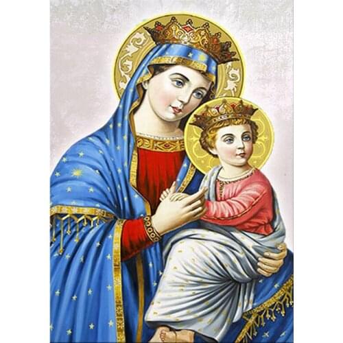 Full Square Round 5D Diy Diamond Painting Mary and Jesus Rhinestones Virgin Mary Kids mosaic diamond Embroidery ReligionZP-3382