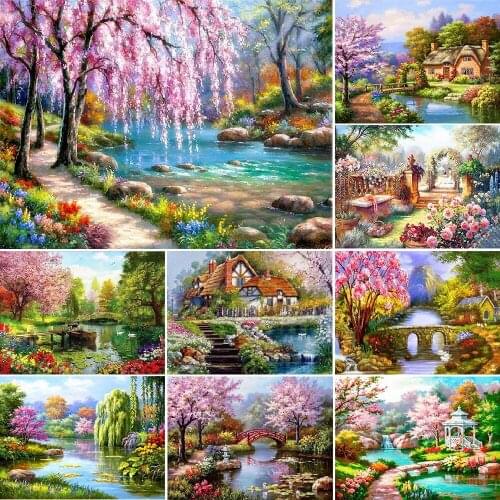 Diamond Painting Landscape 5D DIY Full Square Diamond Embroidered Natural Landscape Mosaic Rhinestone Home Decoration Picture