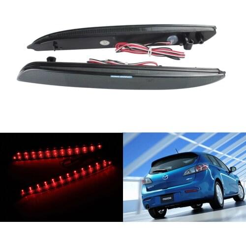 ANGRONG 1 Pair 2X LED Rear Bumper Reflector Tail Stop Brake Fog Light Black Lens For Mazda 3 Axela 2004-2009