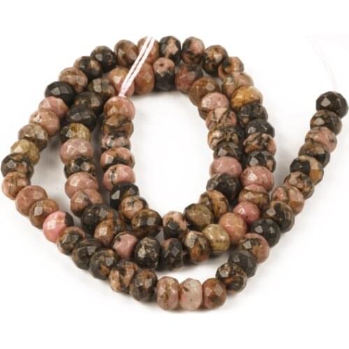 4-6mm Natural Faceted Black Lace Rhodonite Flat Beads Round Loose Beads DIY Making Bracelet Necklace Jewelry Accessories