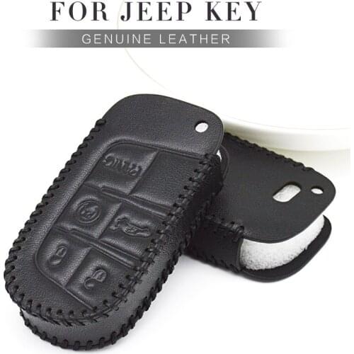 Real Leather Car Key Case Cover for Jeep Renegade Compass Grand Cherokee Wk2 Liberty Wrangler Patriot Key Chain Car Accessories
