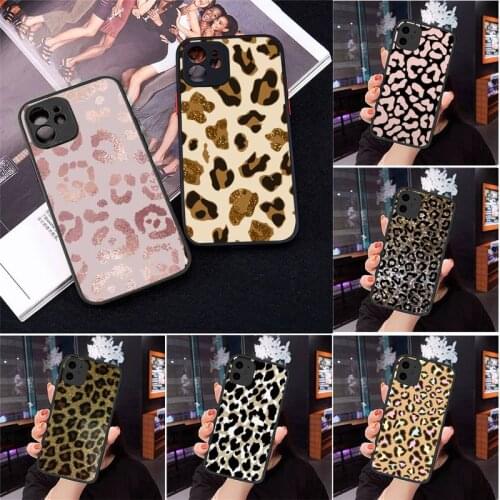 Phone Case For iPhone 12 11 Mini Pro XR XS Max 7 8 Plus X Leopard Matte transparent cover