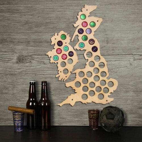 Unique Design Wooden Maps United Kingdom Beer Cap Maps Handmade Wall Mounted Decorative Map Home Decor